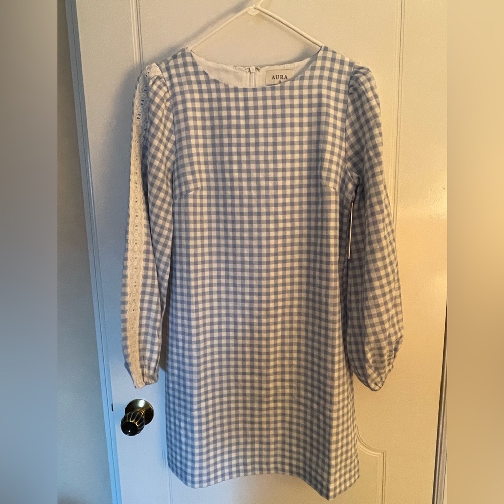 Aura Blue Gingham Dress - Size Small